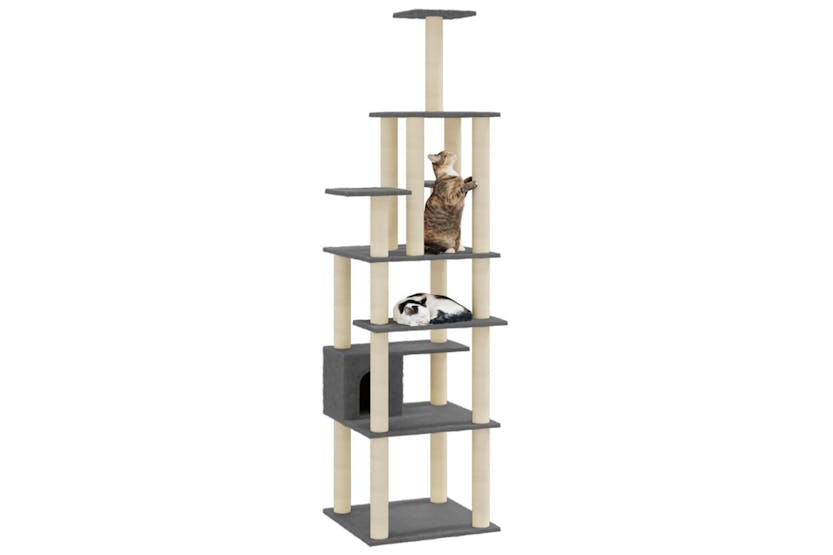 Cat Tree With Sisal Scratching Posts Dark Grey 183 Cm Cat Tree With Sisal Scratching Posts Dark Grey 183 Cm