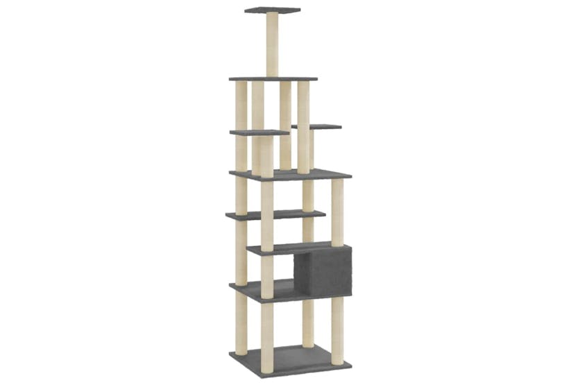 Cat Tree With Sisal Scratching Posts Dark Grey 183 Cm Cat Tree With Sisal Scratching Posts Dark Grey 183 Cm