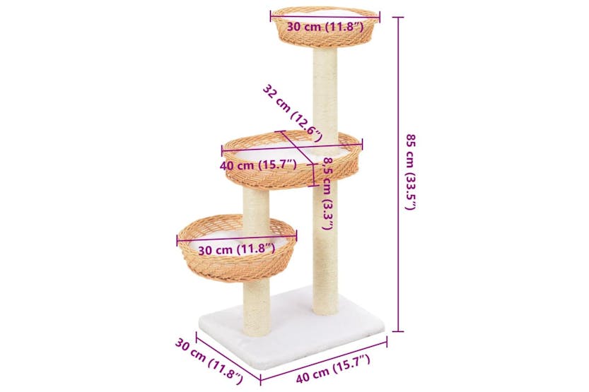Cat Tree With Sisal Scratching Post Natural Willow Wood Cat Tree With Sisal Scratching Post Natural Willow Wood
