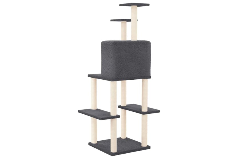 Cat Tree With Sisal Scratching Posts Dark Grey 1445 Cm Cat Tree With Sisal Scratching Posts Dark Grey 1445 Cm