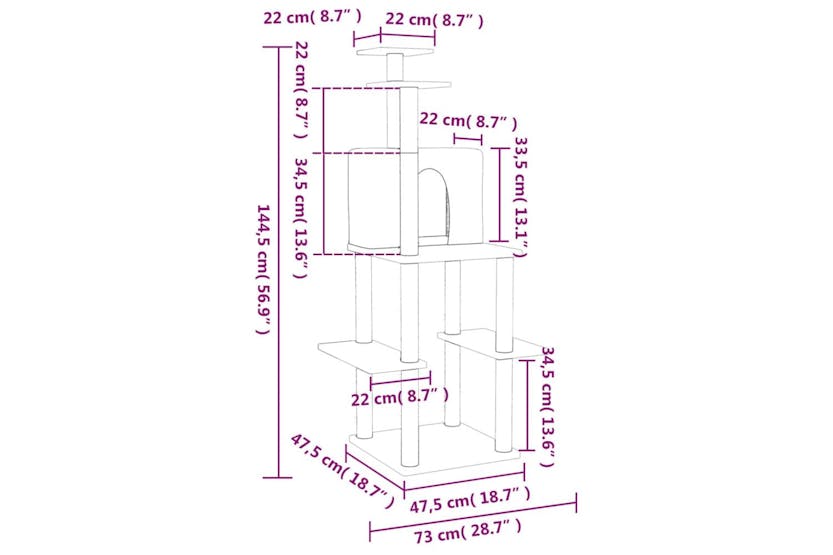 Cat Tree With Sisal Scratching Posts Dark Grey 1445 Cm Cat Tree With Sisal Scratching Posts Dark Grey 1445 Cm