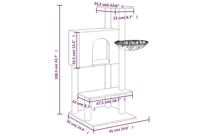 Cat Tree With Sisal Scratching Posts Cream 1085 Cm Cat Tree With Sisal Scratching Posts Cream 1085 Cm