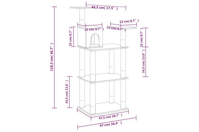 Cat Tree With Sisal Scratching Posts Cream 1185 Cm Cat Tree With Sisal Scratching Posts Cream 1185 Cm