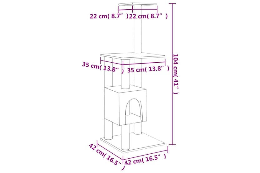 Cat Tree With Sisal Scratching Posts Dark Grey 104 Cm Cat Tree With Sisal Scratching Posts Dark Grey 104 Cm
