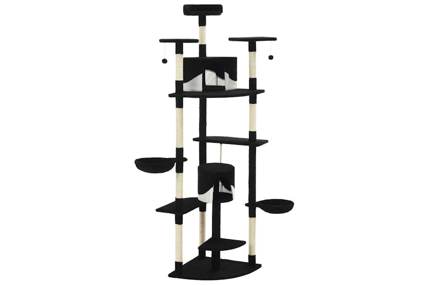 Cat Tree With Sisal Scratching Posts 203 Cm Black And White Cat Tree With Sisal Scratching Posts 203 Cm Black And White