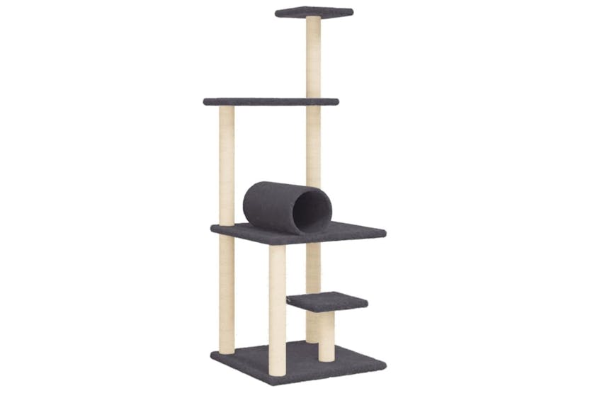 Cat Tree With Sisal Scratching Posts Dark Grey 136 Cm Cat Tree With Sisal Scratching Posts Dark Grey 136 Cm