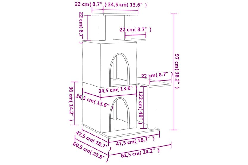 Cat Tree With Sisal Scratching Posts Dark Grey 97 Cm Cat Tree With Sisal Scratching Posts Dark Grey 97 Cm