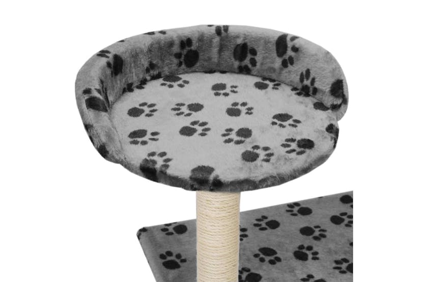 Cat Tree With Sisal Scratching Posts 95 Cm Grey Paw Prints Cat Tree With Sisal Scratching Posts 95 Cm Grey Paw Prints