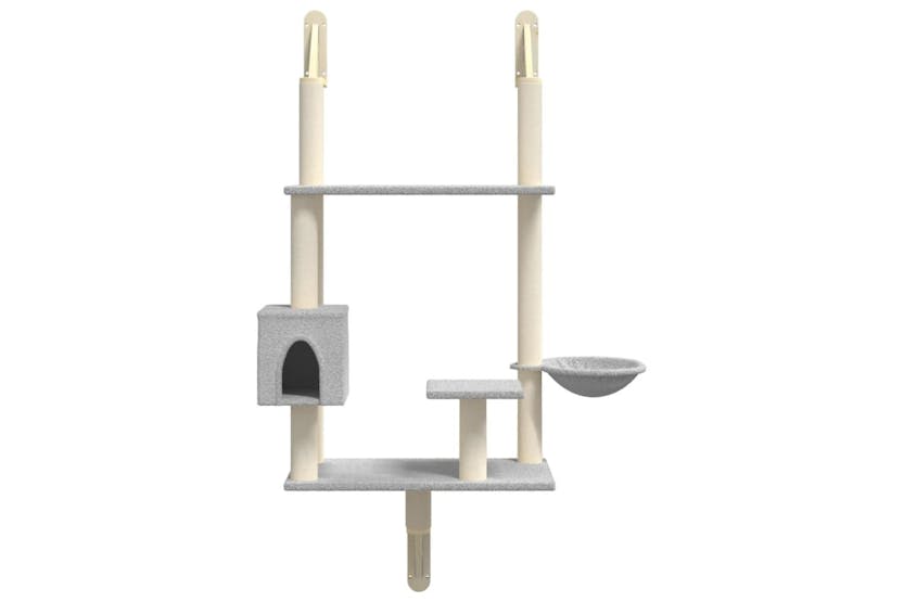Wall-mounted Cat Tree With Scratching Post Light Grey 153 Cm Wall-mounted Cat Tree With Scratching Post Light Grey 153 Cm
