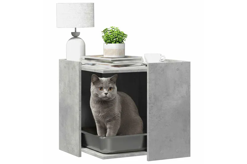 Cat Litter Box Enclosure Concrete Grey 53x53x51 Cm Engineered Wood Cat Litter Box Enclosure Concrete Grey 53x53x51 Cm Engineered Wood