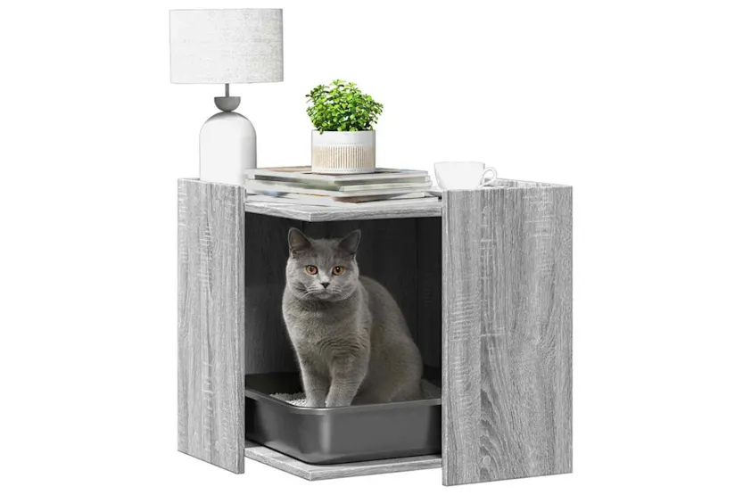 Cat Litter Box Enclosure Grey Sonoma 53x53x51 Cm Engineered Wood Cat Litter Box Enclosure Grey Sonoma 53x53x51 Cm Engineered Wood