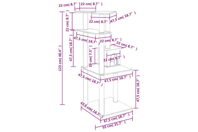 Cat Tree With Sisal Scratching Posts Light Grey 123 Cm Cat Tree With Sisal Scratching Posts Light Grey 123 Cm