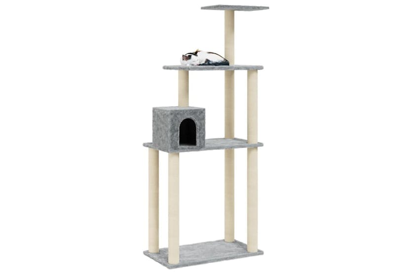 Cat Tree With Sisal Scratching Posts Light Grey 147 Cm Cat Tree With Sisal Scratching Posts Light Grey 147 Cm