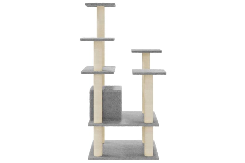 Cat Tree With Sisal Scratching Posts Light Grey 110 Cm Cat Tree With Sisal Scratching Posts Light Grey 110 Cm