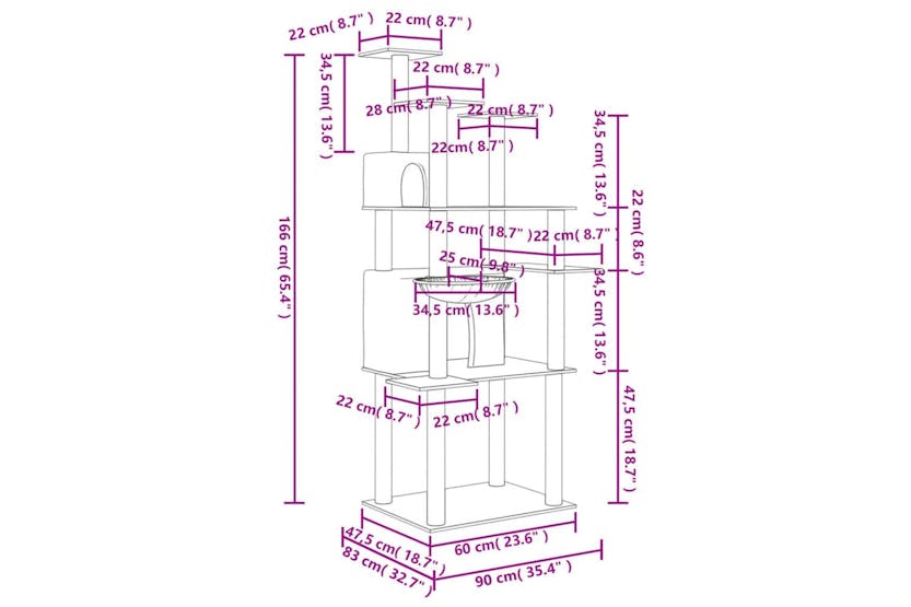 Cat Tree With Sisal Scratching Posts Dark Grey 166 Cm Cat Tree With Sisal Scratching Posts Dark Grey 166 Cm