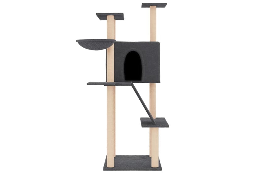 Cat Tree With Sisal Scratching Posts Dark Grey 143 Cm Cat Tree With Sisal Scratching Posts Dark Grey 143 Cm