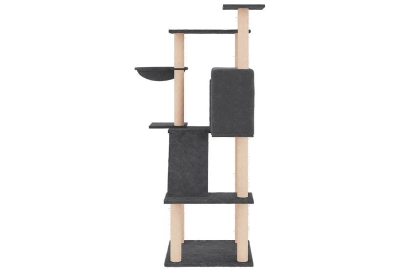 Cat Tree With Sisal Scratching Posts Dark Grey 143 Cm Cat Tree With Sisal Scratching Posts Dark Grey 143 Cm