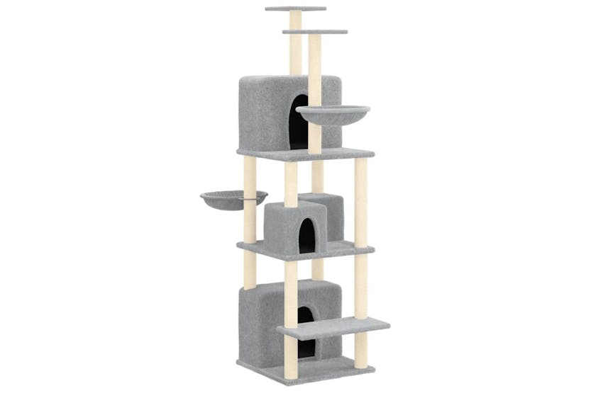 Cat Tree With Sisal Scratching Posts Light Grey 180 Cm Cat Tree With Sisal Scratching Posts Light Grey 180 Cm