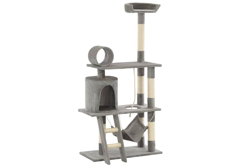 Cat Tree With Sisal Scratching Posts 140 Cm Grey Cat Tree With Sisal Scratching Posts 140 Cm Grey