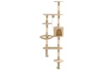 Cat Tree With Sisal Scratching Posts Wall Mounted 194 Cm Beige Cat Tree With Sisal Scratching Posts Wall Mounted 194 Cm Beige