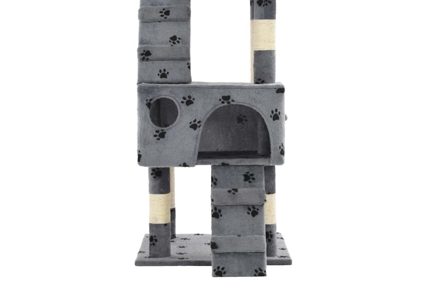 Cat Tree With Sisal Scratching Posts 170 Cm Paw Prints Grey Cat Tree With Sisal Scratching Posts 170 Cm Paw Prints Grey
