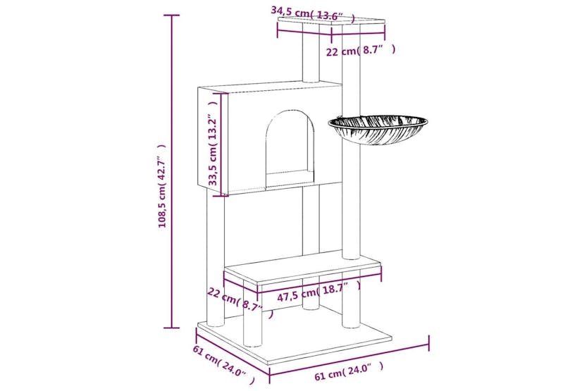 Cat Tree With Sisal Scratching Posts Light Grey 1085 Cm Cat Tree With Sisal Scratching Posts Light Grey 1085 Cm