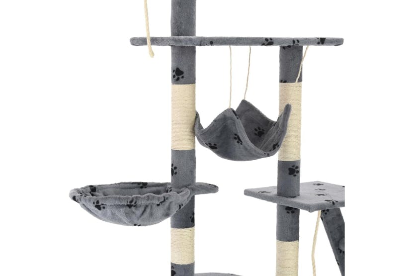 Cat Tree With Sisal Scratching Posts 230-250 Cm Paw Prints Grey Cat Tree With Sisal Scratching Posts 230-250 Cm Paw Prints Grey