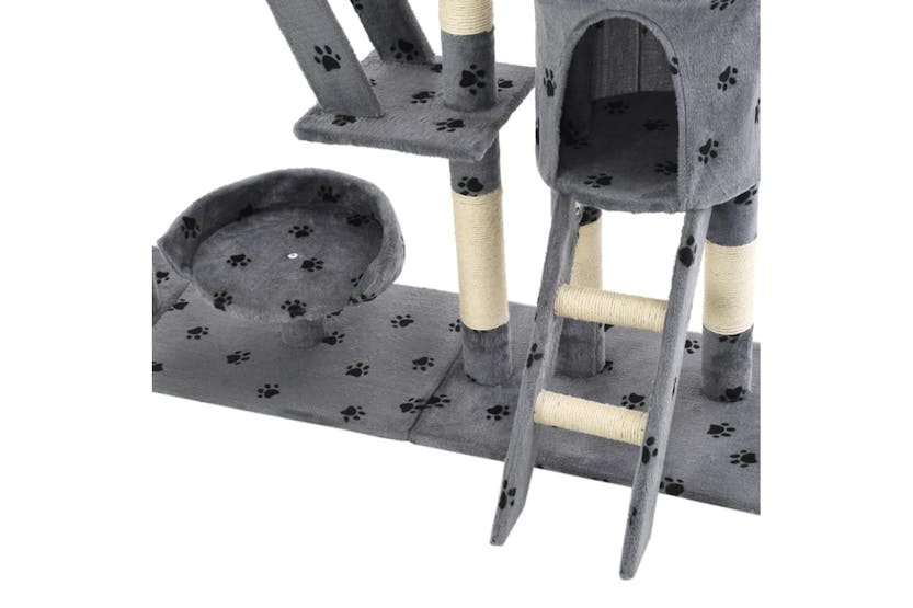 Cat Tree With Sisal Scratching Posts 230-250 Cm Paw Prints Grey Cat Tree With Sisal Scratching Posts 230-250 Cm Paw Prints Grey