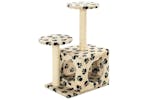 Cat Tree With Sisal Scratching Posts 60 Cm Beige Paw Prints Cat Tree With Sisal Scratching Posts 60 Cm Beige Paw Prints