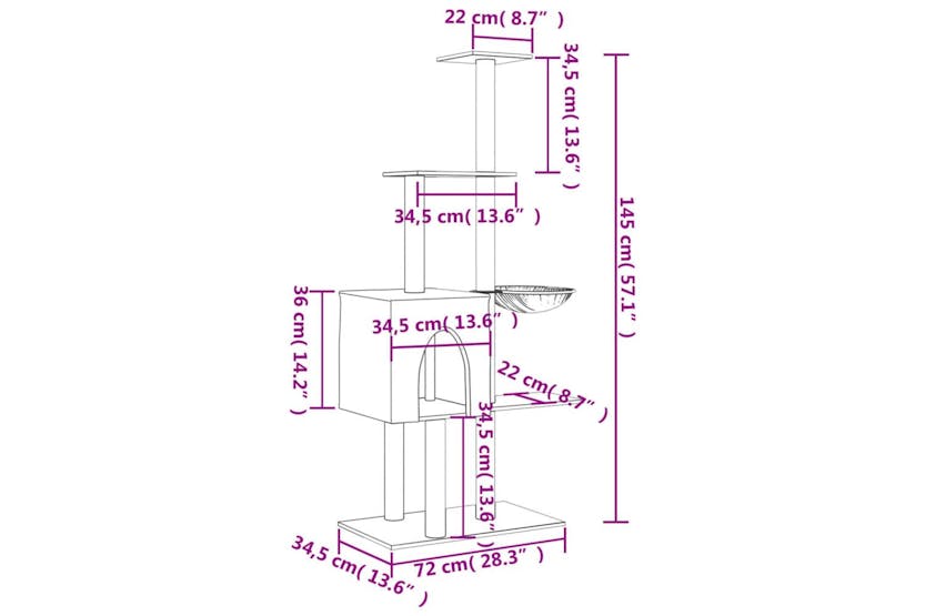 Cat Tree With Sisal Scratching Posts Light Grey 145 Cm Cat Tree With Sisal Scratching Posts Light Grey 145 Cm
