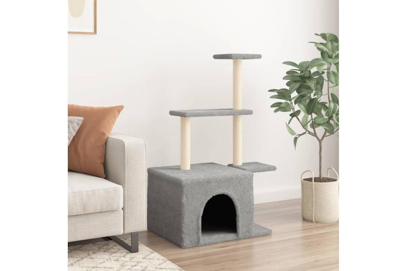 Cat Tree With Sisal Scratching Posts Light Grey 110 Cm Cat Tree With Sisal Scratching Posts Light Grey 110 Cm