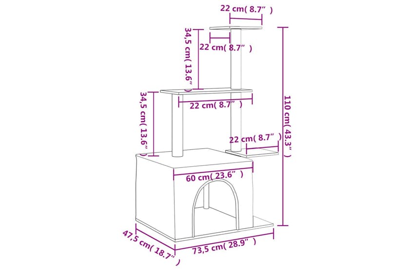 Cat Tree With Sisal Scratching Posts Light Grey 110 Cm Cat Tree With Sisal Scratching Posts Light Grey 110 Cm
