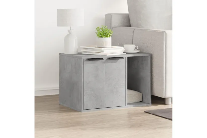 Cat Litter Box Enclosure Concrete Grey 60x40x40 Cm Engineered Wood Cat Litter Box Enclosure Concrete Grey 60x40x40 Cm Engineered Wood