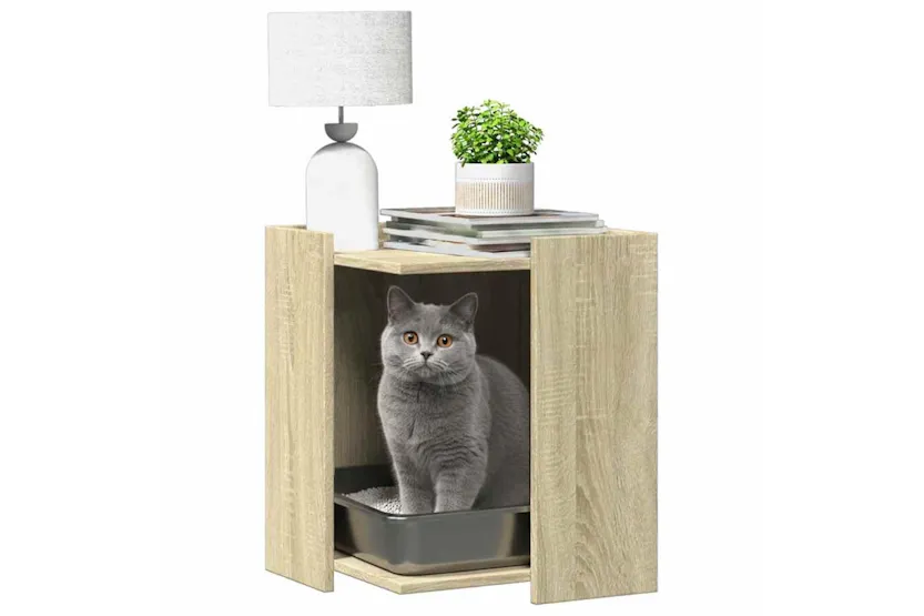 Cat Litter Box Enclosure Sonoma Oak 42x42x51 Cm Engineered Wood Cat Litter Box Enclosure Sonoma Oak 42x42x51 Cm Engineered Wood