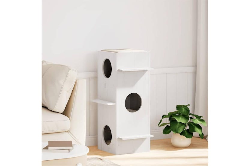 Cat House White 43x43x90 Cm Solid Wood Pine Cat House White 43x43x90 Cm Solid Wood Pine