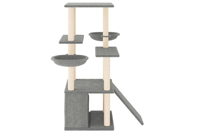 Cat Tree With Sisal Scratching Posts Light Grey 133 Cm Cat Tree With Sisal Scratching Posts Light Grey 133 Cm