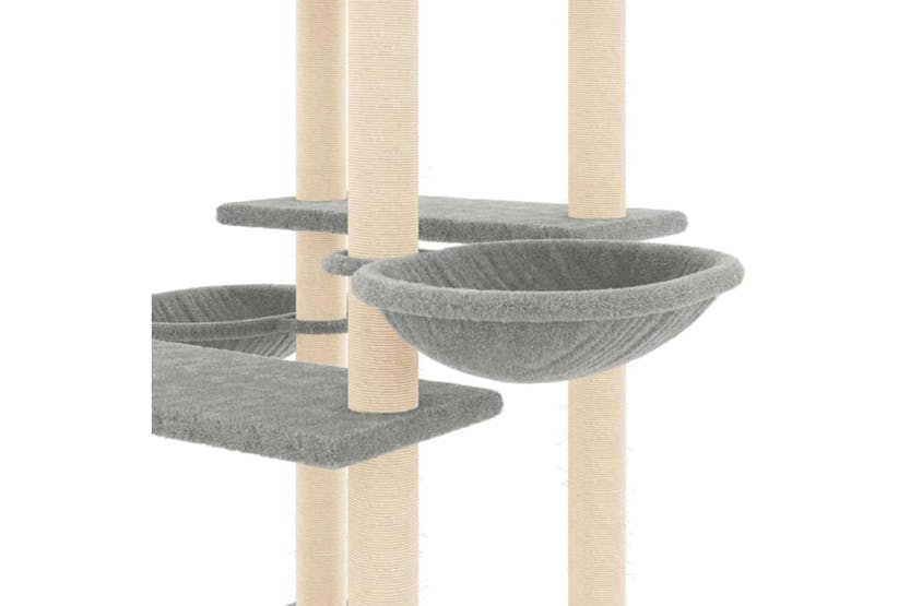 Cat Tree With Sisal Scratching Posts Light Grey 133 Cm Cat Tree With Sisal Scratching Posts Light Grey 133 Cm