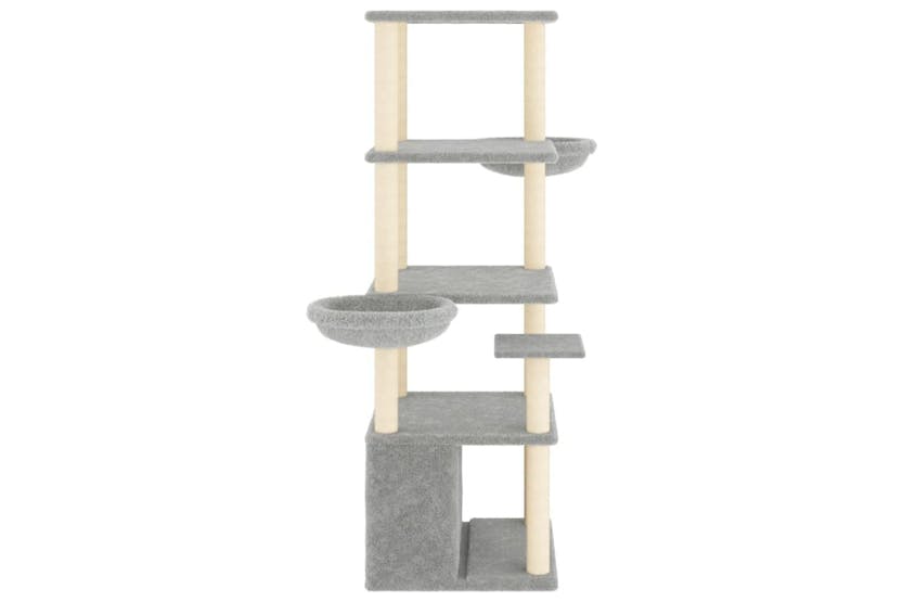 Cat Tree With Sisal Scratching Posts Light Grey 147 Cm Cat Tree With Sisal Scratching Posts Light Grey 147 Cm