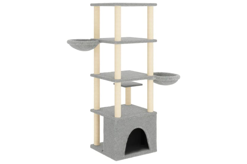 Cat Tree With Sisal Scratching Posts Light Grey 147 Cm Cat Tree With Sisal Scratching Posts Light Grey 147 Cm