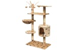 Cat Tree With Sisal Scratching Posts 125 Cm Paw Prints Beige Cat Tree With Sisal Scratching Posts 125 Cm Paw Prints Beige