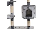 Cat Tree With Sisal Scratching Posts 125 Cm Paw Prints Grey Cat Tree With Sisal Scratching Posts 125 Cm Paw Prints Grey