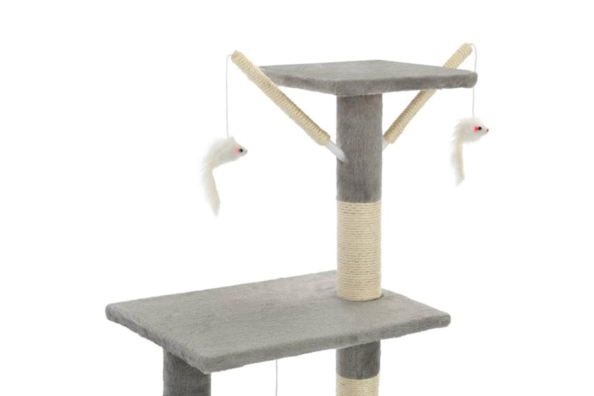 Cat Tree With Sisal Scratching Posts 138 Cm Grey Cat Tree With Sisal Scratching Posts 138 Cm Grey