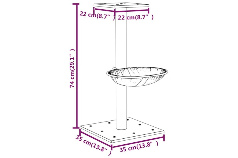 Cat Tree With Sisal Scratching Post Light Grey 74 Cm Cat Tree With Sisal Scratching Post Light Grey 74 Cm