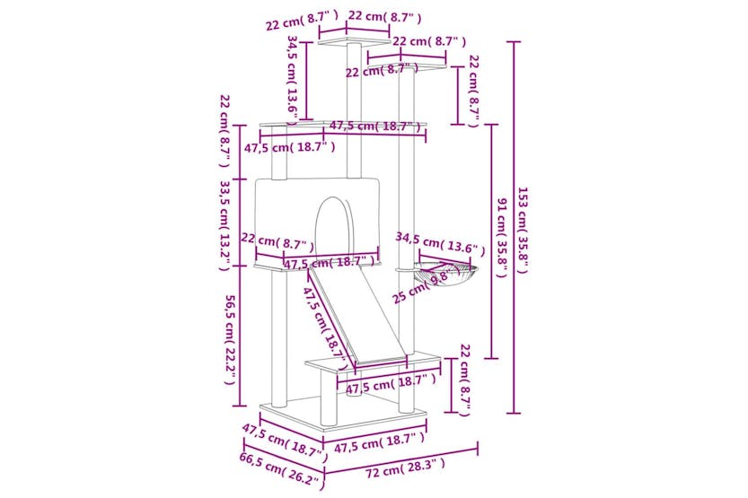 Cat Tree With Sisal Scratching Posts Light Grey 153 Cm Cat Tree With Sisal Scratching Posts Light Grey 153 Cm