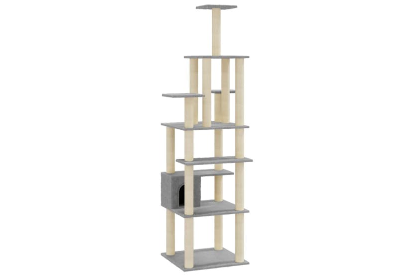 Cat Tree With Sisal Scratching Posts Light Grey 183 Cm Cat Tree With Sisal Scratching Posts Light Grey 183 Cm