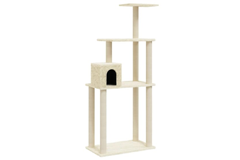 Cat Tree With Sisal Scratching Posts Cream 147 Cm Cat Tree With Sisal Scratching Posts Cream 147 Cm