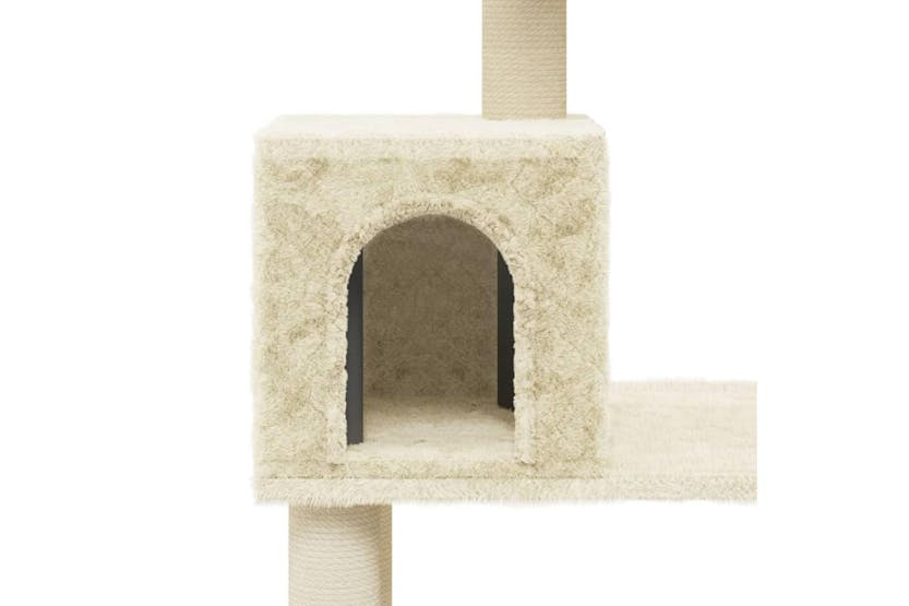 Cat Tree With Sisal Scratching Posts Cream 147 Cm Cat Tree With Sisal Scratching Posts Cream 147 Cm