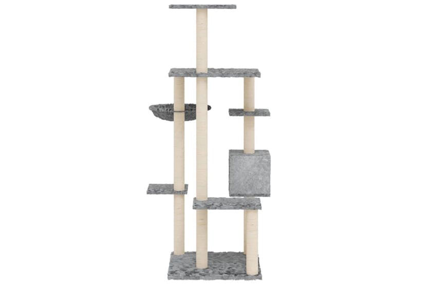 Cat Tree With Sisal Scratching Posts Light Grey 142 Cm Cat Tree With Sisal Scratching Posts Light Grey 142 Cm