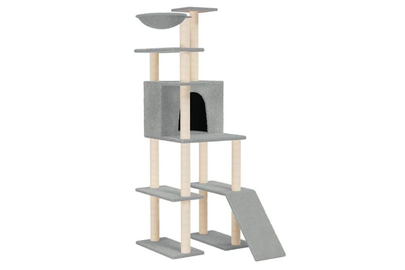 Cat Tree With Sisal Scratching Posts Light Grey 166 Cm Cat Tree With Sisal Scratching Posts Light Grey 166 Cm