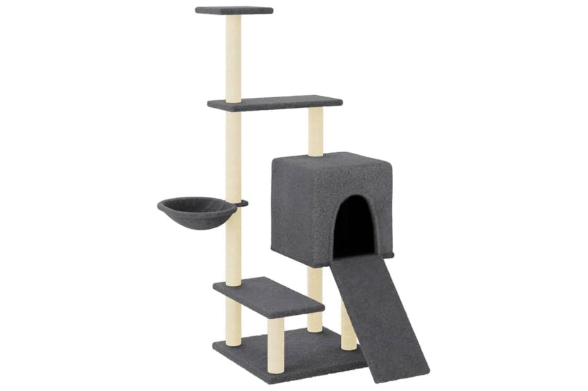 Cat Tree With Sisal Scratching Posts Dark Grey 1305 Cm Cat Tree With Sisal Scratching Posts Dark Grey 1305 Cm